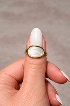 Bague Pierre Blanche – Douceur & Élégance - ACIER INOXYDABLE