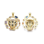 Collier et pendentif femme Panthère Dorée Cristaux Multicolores - Acier inoxydable - Choix chaine et pendentif seul - Cadeau félin Zircon