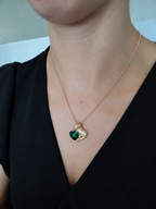 Collier et Pendentif Panthère Cœur Zircon – Acier Inoxydable Plaqué Or 45+5 cm
