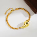 Bracelet chaîne gourmette goutte d’eau – Plaqué or 18k | Bracelet femme (chaîne réglable)