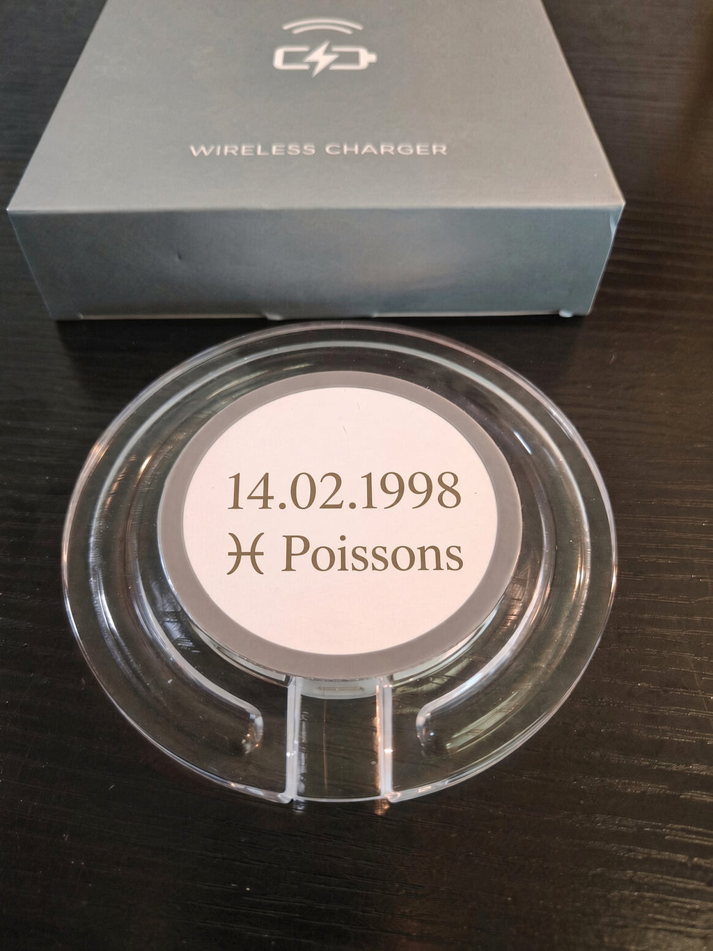 Chargeur sans fil 10W personnalisé LED — texte, logo ou photo