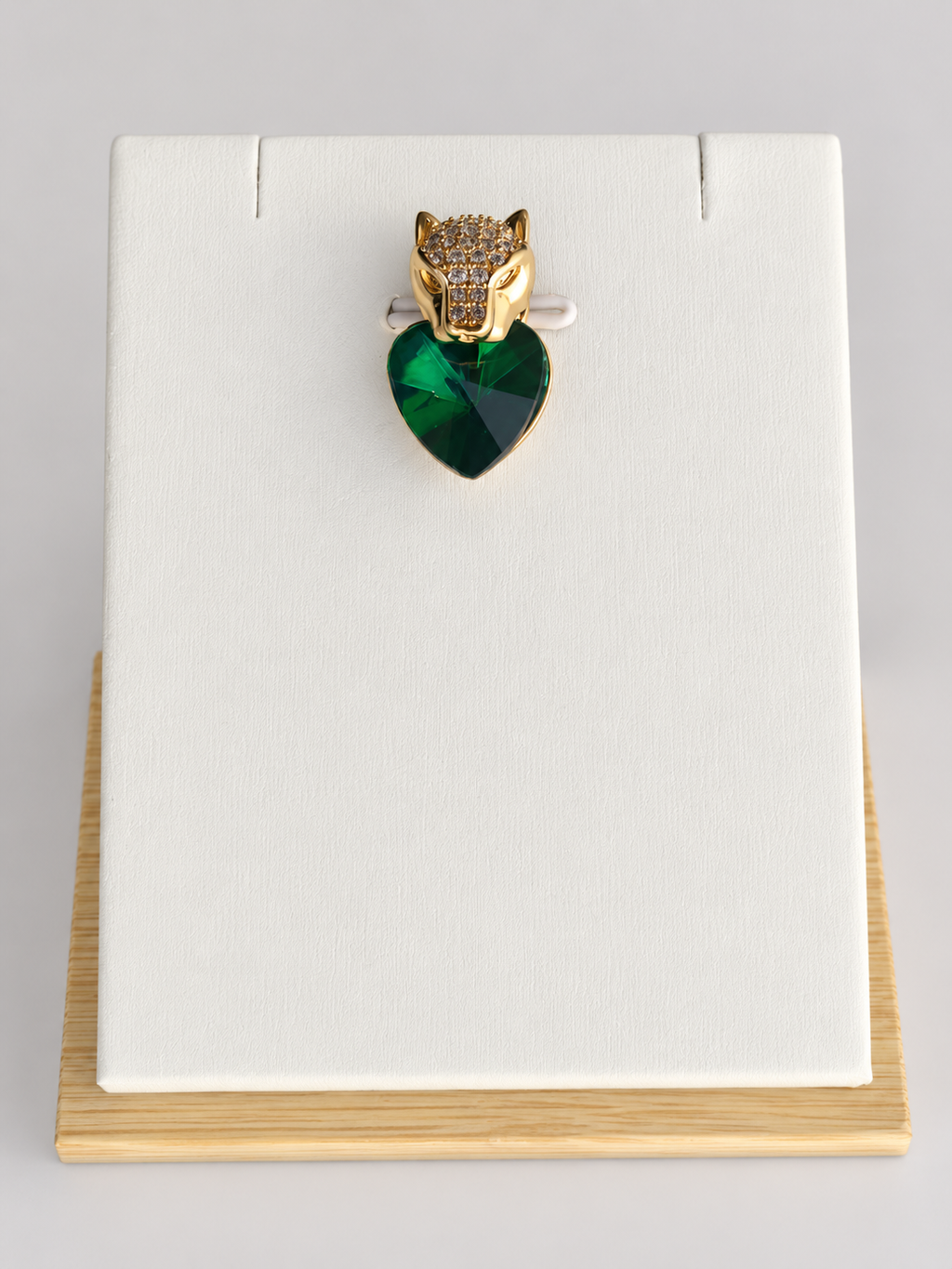 Collier et Pendentif Tête de Panthère Cœur Zircon – Acier Inoxydable Plaqué Or 45+5 cm