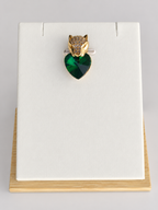 Collier et Pendentif Tête de Panthère Cœur Zircon – Acier Inoxydable Plaqué Or 45+5 cm