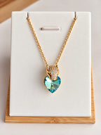 Collier et Pendentif Tête de Panthère Cœur Zircon – Acier Inoxydable Plaqué Or 45+5 cm