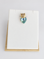Collier et Pendentif Tête de Panthère Cœur Zircon – Acier Inoxydable Plaqué Or 45+5 cm