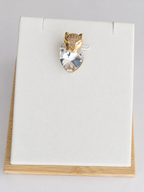 Collier et Pendentif Tête de Panthère Cœur Zircon – Acier Inoxydable Plaqué Or 45+5 cm