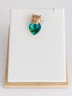 Collier et Pendentif Tête de Panthère Cœur Zircon – Acier Inoxydable Plaqué Or 45+5 cm