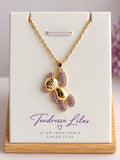 Collier Ourson Zircon Acier Inoxydable Plaqué Or 45+5 cm – Tendresse Lilas / Éclat d’Émeraude / Doudou Fushia