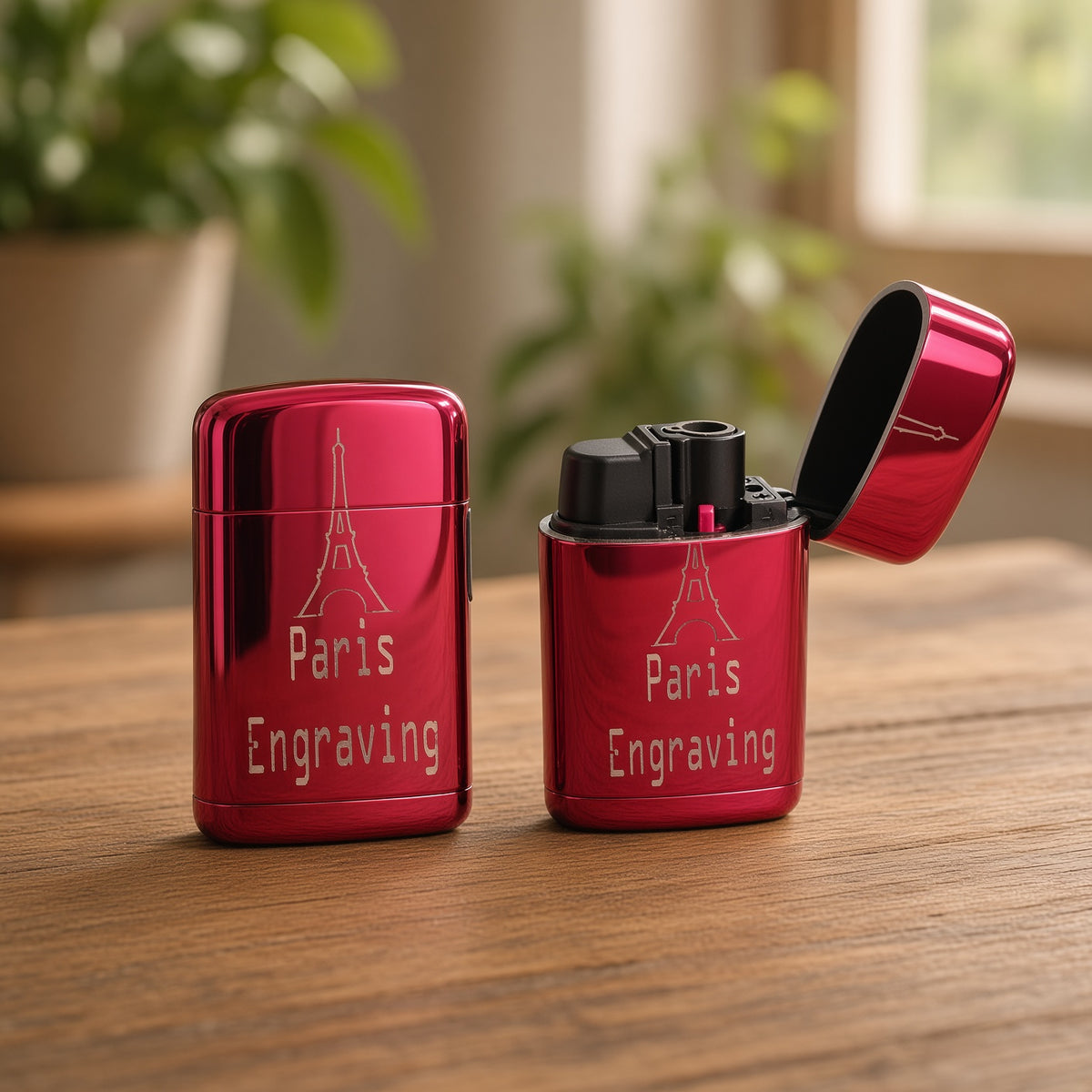 Briquet Gaz Personnalisé Gravé – Briquet Rechargeable au Gaz – Briquet tempête – Gravure Prénom, Initiale ou Motif – Cadeau Original