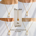 Collier Lettre Initiale Rectangulaire Personnalisé - Gavure sur demande en express