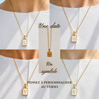 Collier Lettre Initiale Rectangulaire Personnalisé - Gavure sur demande en express