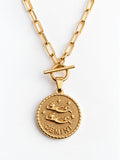 Gémeaux - Collier astrologique zodiaque doré – Pendentif Gemini en acier inoxydable - Gravure à la demande