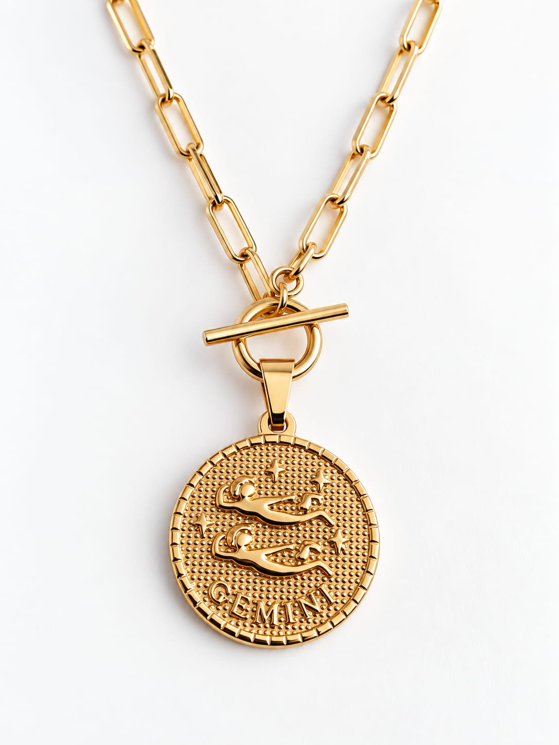 Gémeaux - Collier astrologique zodiaque doré – Pendentif Gemini en acier inoxydable - Gravure à la demande