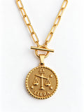 Balance - Collier astrologique zodiaque doré – Pendentif Libra en acier inoxydable - Gravure à la demande