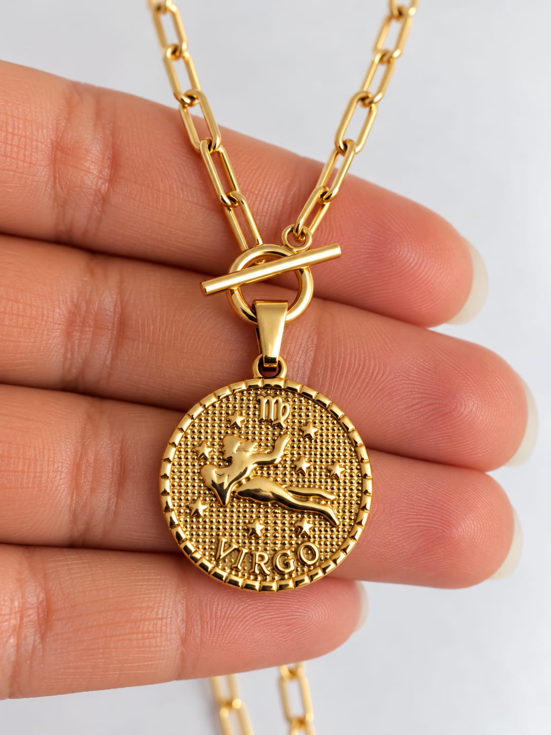 Vierge - Collier astrologique zodiaque doré – Pendentif Virgo en acier inoxydable - Gravure à la demande