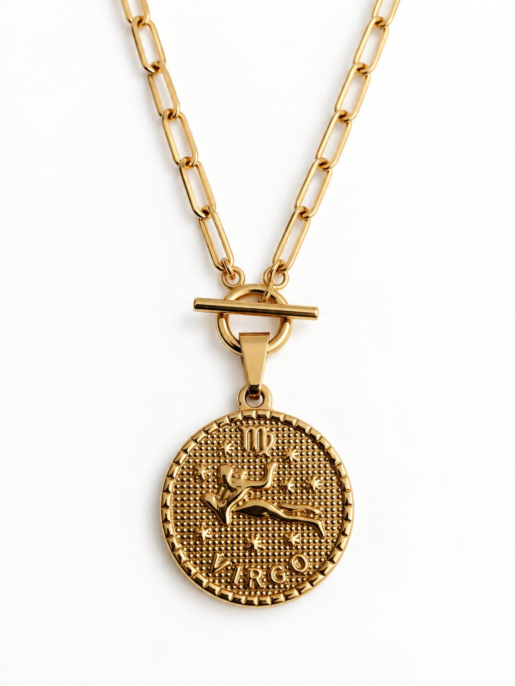 Vierge - Collier astrologique zodiaque doré – Pendentif Virgo en acier inoxydable - Gravure à la demande