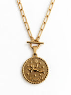 Vierge - Collier astrologique zodiaque doré – Pendentif Virgo en acier inoxydable - Gravure à la demande
