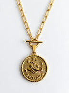 Scorpion - Collier astrologique zodiaque doré – Pendentif Scorpio en acier inoxydable - Gravure à la demande