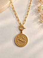 Verseau - Collier astrologique zodiaque doré – Pendentif Aquarius en acier inoxydable - Gravure à la demande