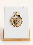 Collier et pendentif femme Panthère Dorée Cristaux Multicolores - Acier inoxydable - Choix chaine et pendentif seul - Cadeau félin Zircon