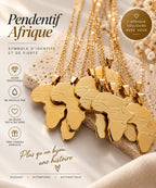 Chaîne et Pendentif au choix Carte de l’Afrique Doré en acier inoxydable plaqué or 18k - Bijou mixte homme ou femme 🌍✨
