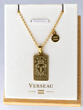 Collier Signe Verseau Acier Inoxydable Plaqué Or – Médaille + Charm, Gravure Recto et Constellation Verso – Unisexe