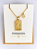 Collier Signe Poissons Acier Inoxydable Plaqué Or – Médaille + Charm – Cadeau anniversaire idéal
