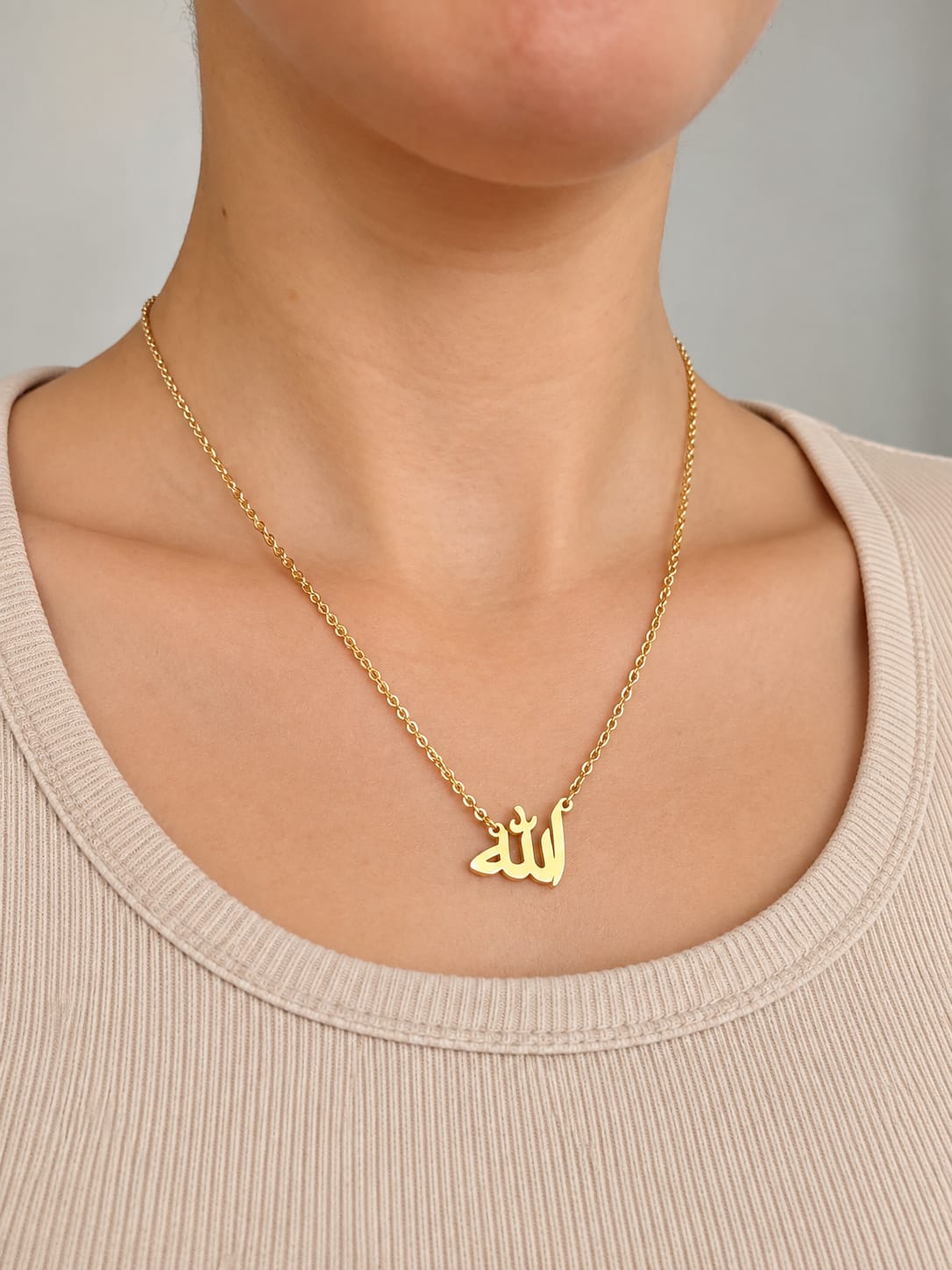 Collier Allah Doré – Acier Inoxydable Plaqué Or 45 cm | Mixte Homme & Femme