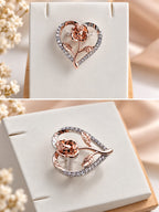 Collier et pendentif Cœur & Rose Bicolore – Argent & Or Rose – Élégance Romantique