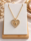 Collier Cœur Lumineux Femme Plaqué Or – Pendentif Sacré Cœur Rayonnant avec Cristaux – Bijou Symbole d’Amour Éternel – Cadeau Saint-Valentin, Anniversaire, Fête des Mères