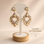 Boucles d’Oreilles Chandelier Champagne Lumière de Champagne – Cristaux Or