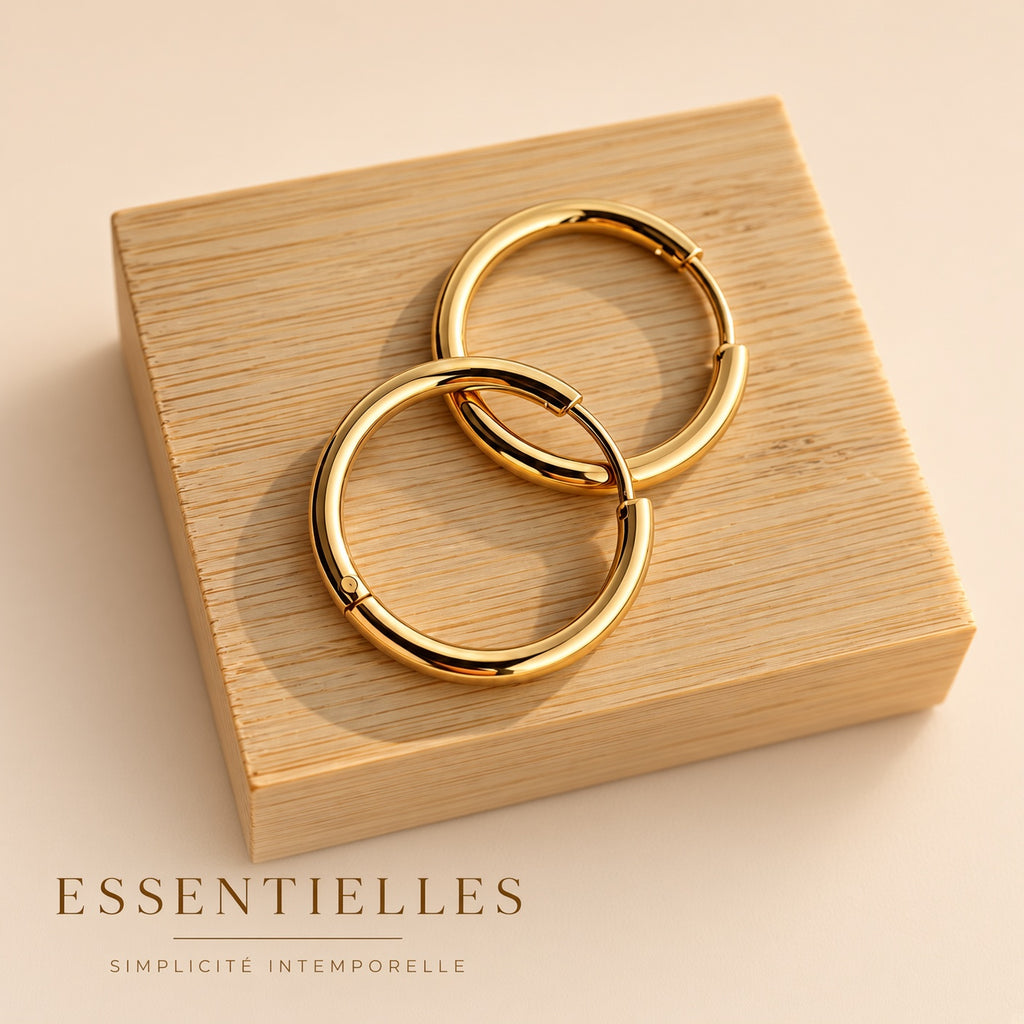 Créoles Or Essentielles – Boucles d’Oreilles Créoles Classiques Intemporelles