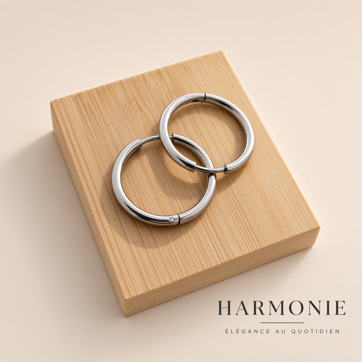 Créoles Argentées Harmonie – Boucles d’Oreilles Créoles Acier Intemporelles