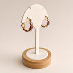 Créoles Or Éclat Poudré – Boucles d’Oreilles Mauve & Cristaux