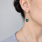 Boucles d’Oreilles Pendantes Éclat d’Émeraude – Goutte Verte Or & Strass