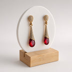 Boucles d’Oreilles Pendantes Rubis Éternel – Goutte Rouge Or & Strass