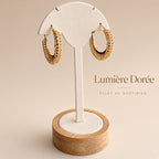 Créoles Or Texturées Lumière Dorée – Boucles d’Oreilles Éclat au Quotidien