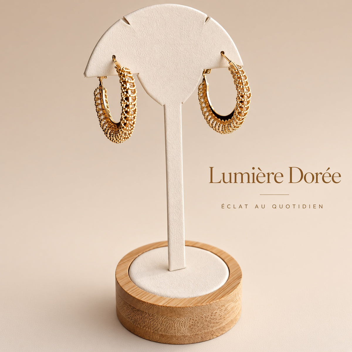 Créoles Or Texturées Lumière Dorée – Boucles d’Oreilles Éclat au Quotidien