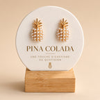 Boucles d’Oreilles Ananas Perles Pina Colada – Bijoux Exotiques Or & Perles