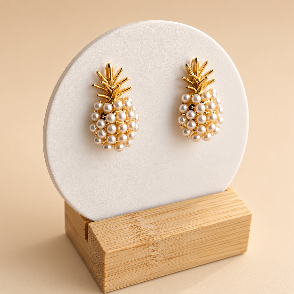 Boucles d’Oreilles Ananas Perles Pina Colada – Bijoux Exotiques Or & Perles