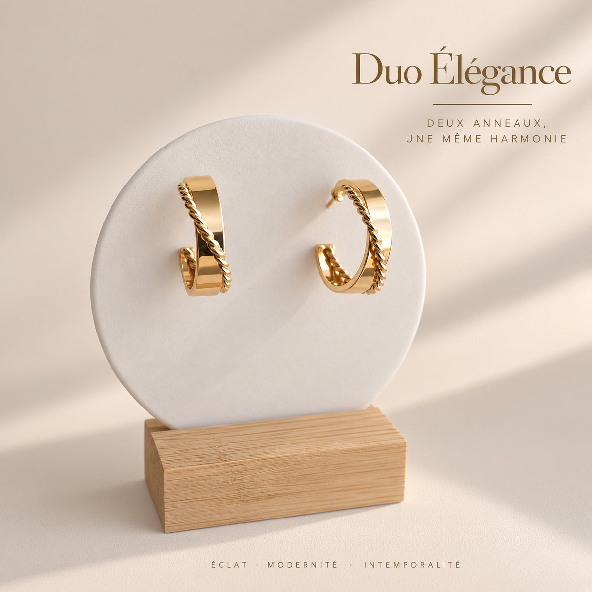 Créoles Or Torsadées Duo Élégance – Boucles d’Oreilles Femme Élégantes & Intemporelles