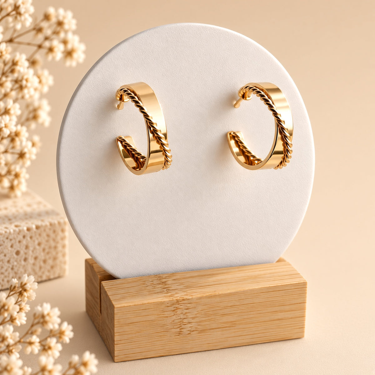 Créoles Or Torsadées Duo Élégance – Boucles d’Oreilles Femme Élégantes & Intemporelles
