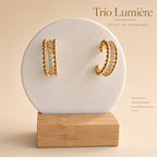 Créoles Or Trio Lumière – Boucles d’Oreilles Perles & Strass Élégantes