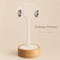 Créoles Argentées Zodiaque Précieux – Boucles d’Oreilles Saphir & Strass