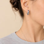 Créoles Argentées Zodiaque Précieux – Boucles d’Oreilles Saphir & Strass