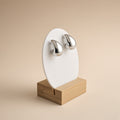 Puces Goutte Argent Poli Larme d’Argent – Boucles d’Oreilles Miroir