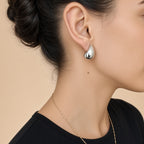 Puces Goutte Argent Poli Larme d’Argent – Boucles d’Oreilles Miroir