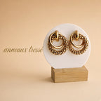 Boucles d’Oreilles Anneaux Tressés Or – Créoles Statement Perles Dorées