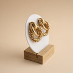 Boucles d’Oreilles Anneaux Tressés Or – Créoles Statement Perles Dorées