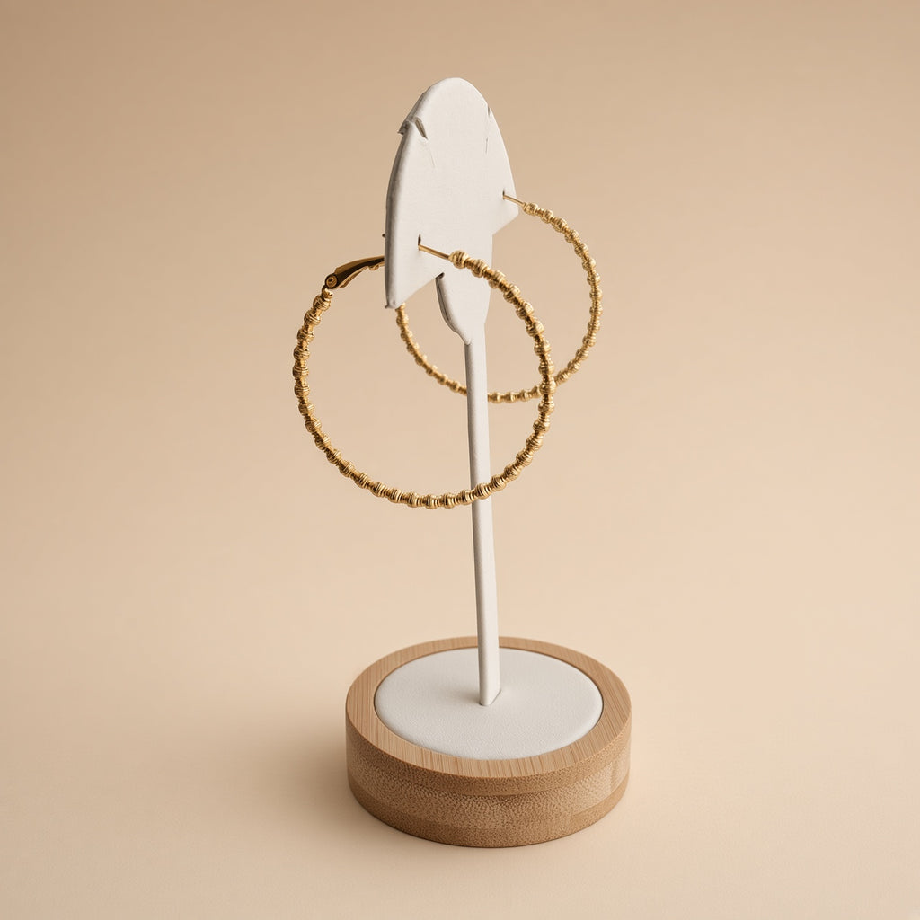 Créoles Or Texturées Lumière Perlée – Boucles d’Oreilles Créoles Martelées